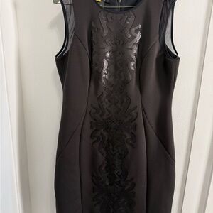 Alfani Black Midi Dress with Sheer Accents